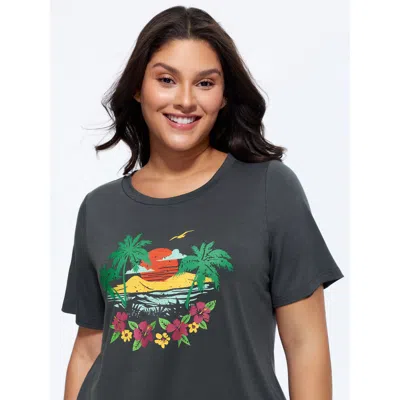 Bloomchic Supersoft Island Print T-shirt In Green