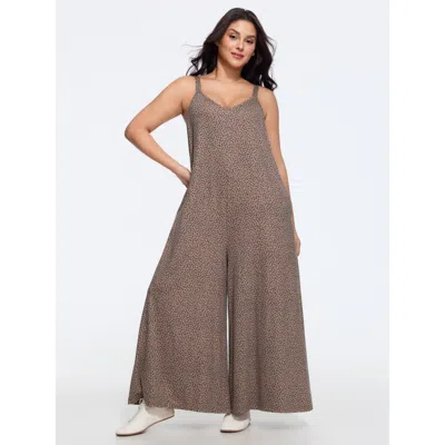 Bloomchic Supersoft Leopard Print Sleeveless Wide Leg Jumpsuit In Multi