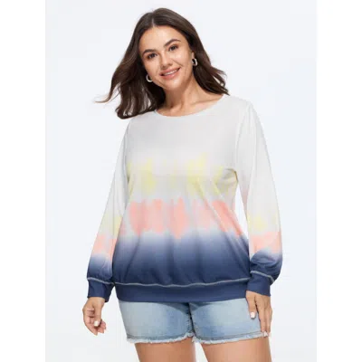 Bloomchic Supersoft Ombre Print Round Neck Sweatshirt In Cerulean