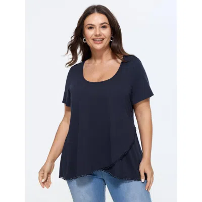 Bloomchic Supersoft Overlap Hem Plain T-shirt In Orange