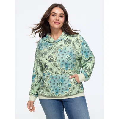 Bloomchic Supersoft Paisley Print Pocket Hoodie Sweatshirt In Multi