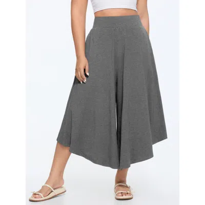 Bloomchic Supersoft Pleated Wide Waistband Pants In Gray