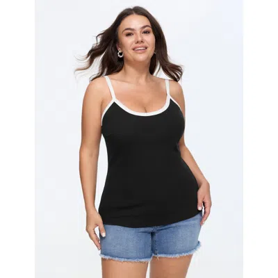 Bloomchic Supersoft Ribbed Sewn-in Cups Tank Top In Black