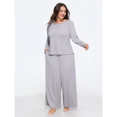 Bloomchic Supersoft Ruffle Trim Loungewear Set In Purple