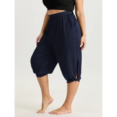 Bloomchic Supersoft Stretchy Cuffed Cropped Lounge Bottoms In Black