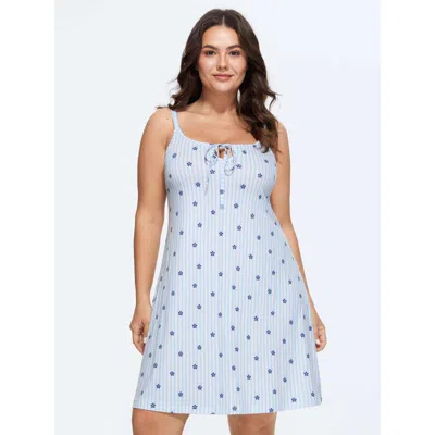 Bloomchic Supersoft Stretchy Fit Floral Print Nightgown In Lightblue