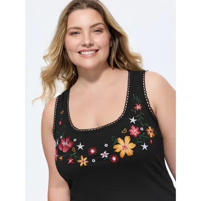 Bloomchic Supersoft Stretchy Floral Embroidered Tank Top In Multi