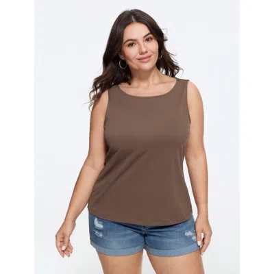 Bloomchic Supersoft Stretchy Round Neck Tank Top In Brown