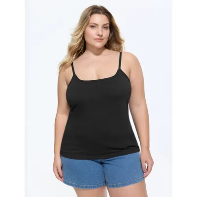 Bloomchic Supersoft Stretchy Sewn-in Cups Tank Top In Black