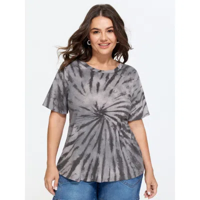 Bloomchic Supersoft Tie-dye Effect Print T-shirt In Gray