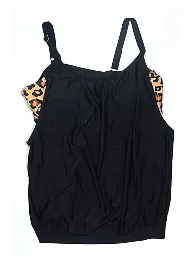 Pre-owned Bloomchic Swimsuit Top Black Animal Print Pattern Swimwear
