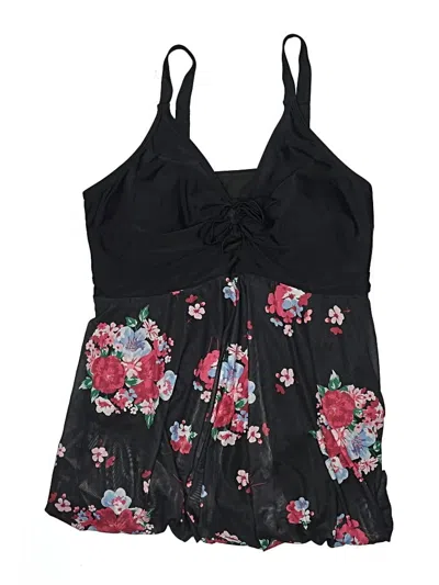 Pre-owned Bloomchic Swimsuit Top Black Floral Pattern Swimwear