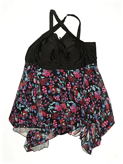 Pre-owned Bloomchic Swimsuit Top Black Floral Pattern Swimwear