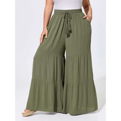 Bloomchic Tassel Drawstring Tiered Wide-leg Pants