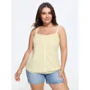 Bloomchic Textured Button Front Square Neck Tank Top In Yellow