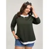 Bloomchic Textured Spliced Round Neck Solid T-shirt In Multi