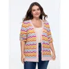 Bloomchic Textured Wavy Stripe Button Down Cardigan In Multi