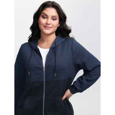 Bloomchic Textured Zipper Front Hoodie Jacket In Purple