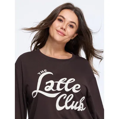 Bloomchic The Latte Club Graphic Crewneck Sweatshirt In Brown