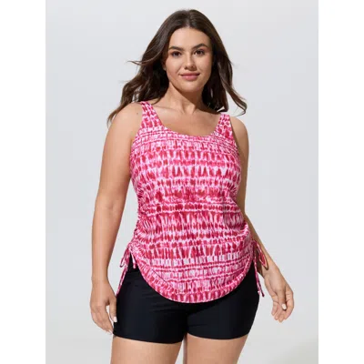 Bloomchic Tie-dye Effect Scoop Neckline Swim Top In Multi