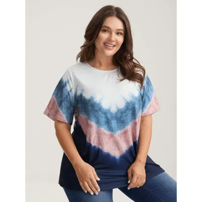Bloomchic Tie-dye Print Round Neck T-shirt In Multi