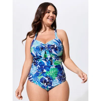 Bloomchic Tropical Floral Print One-piece Swim In Multi