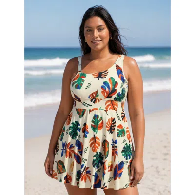 Bloomchic Tropical Print Cami Swim Dress In Multi