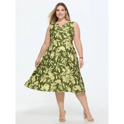 Bloomchic Tropical Print Cinched-waist Sleeveless Mini Dress In Multi
