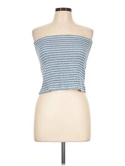 Pre-owned Bloomchic Tube Top Blue Strapless Neckline Tops