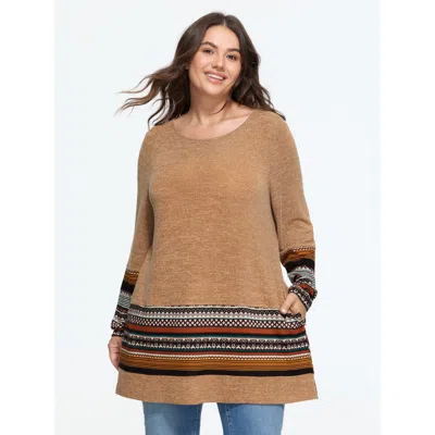 Bloomchic Tunic Boho Print Pocket T-shirt In Autumn Glaze