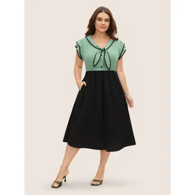 Bloomchic Two-colored Knot Tie Midi Dress In Multi