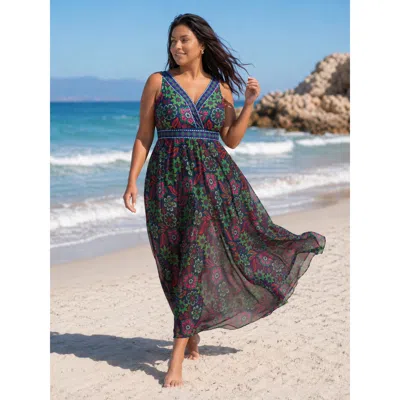Bloomchic Two-piece Sarong Floral Print One-piece Swimsuit In Multi