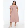 Bloomchic Vertical Stripe Button Down Midi Dress In Dustypink