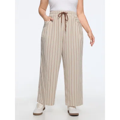 Bloomchic Vertical Stripe Drawstring Elastic Waist Pocket Pants In Multi