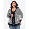 Bloomchic Vertical Stripe Ghost Patch Embroidery Cardigan In Black