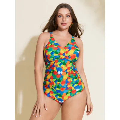 Bloomchic Vibrant Print Crossover Straps One-piece Swim In Multi