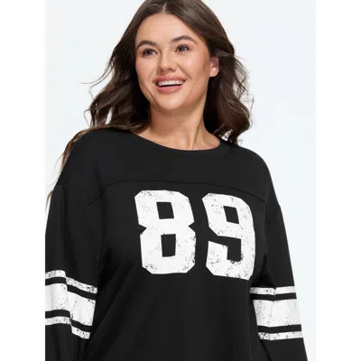 Bloomchic Vintage 89 Number Print Sweatshirt In Black