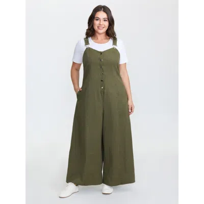 Bloomchic Vintage A-line Adjustable Overall Jumpsuit In Green