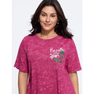 Bloomchic Vintage Round Neck Tropical Print T-shirt In Pink