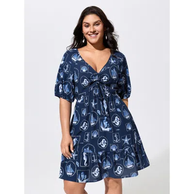 Bloomchic Vitamin-sea Print Ruched Mini Dress In Multi