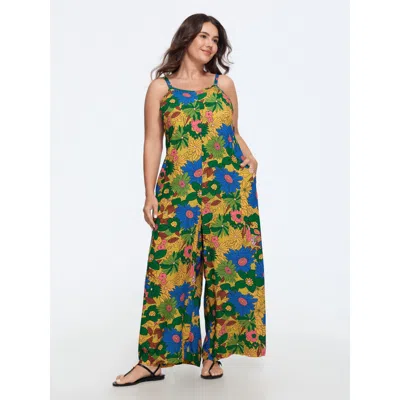 Bloomchic Vivid Groove Stretchy Adjustable Jumpsuit In Multi