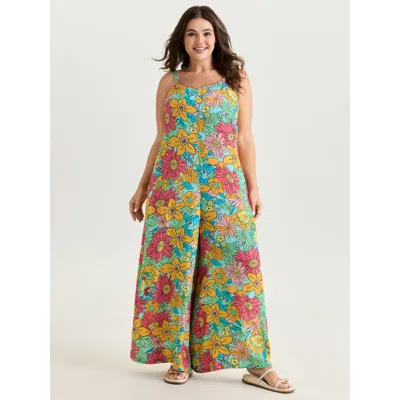 Bloomchic Vivid Groove Stretchy Adjustable Jumpsuit In Turquoise