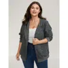 Bloomchic Waffle Texture Solid Zipper Hoodie
