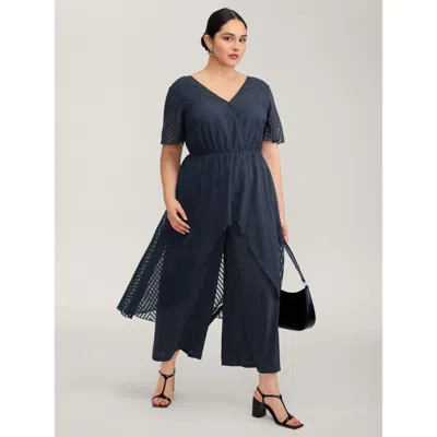 Bloomchic Women's Plus Size 2-in-1 Tummy-friendly Ruffled Jumpsuit Navy Office 26/4x In Blue