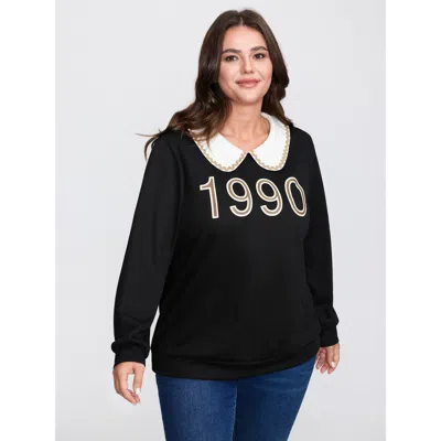 Bloomchic Women's Plus Size 90's Dream Color Contrast Sweatshirt Black Casual 18-20/2x