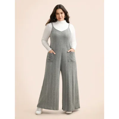 Bloomchic Women's Plus Size Airy Cozy Cami Wide-leg Jumpsuit Lightgray Everyday 10/m In Gray