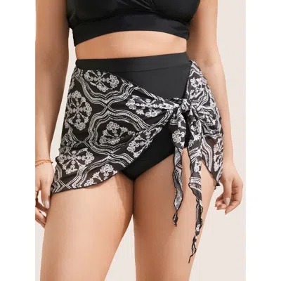 Bloomchic Women's Plus Size Bandana Print Patchwork Bowknot Swim Bottom Black Bohemian Print Non 28/5x