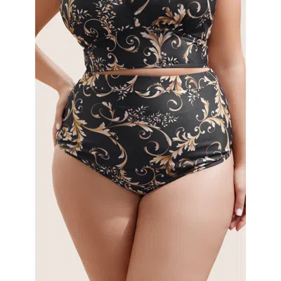 Bloomchic Women's Plus Size Baroque Graphic Skinny Swim Bottom Black Batik Print/jacquard Matrix Non 22-24/3x