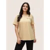 Bloomchic Women's Plus Size  Basic Solid Crew Neck T-shirt Apricot Everyday 14-16/1x In Orange