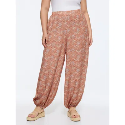 Bloomchic Women's Plus Size Boho Floral Print Elastic Waist Harem Pants Lightorange Ditsy Floral Wide Leg Mid 